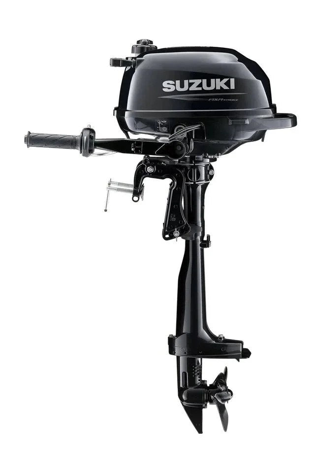 Suzuki 2.5 HP Outboard Motor Model DF2.5S5 by Casavibeo, showing the compact engine with controls and brand label.