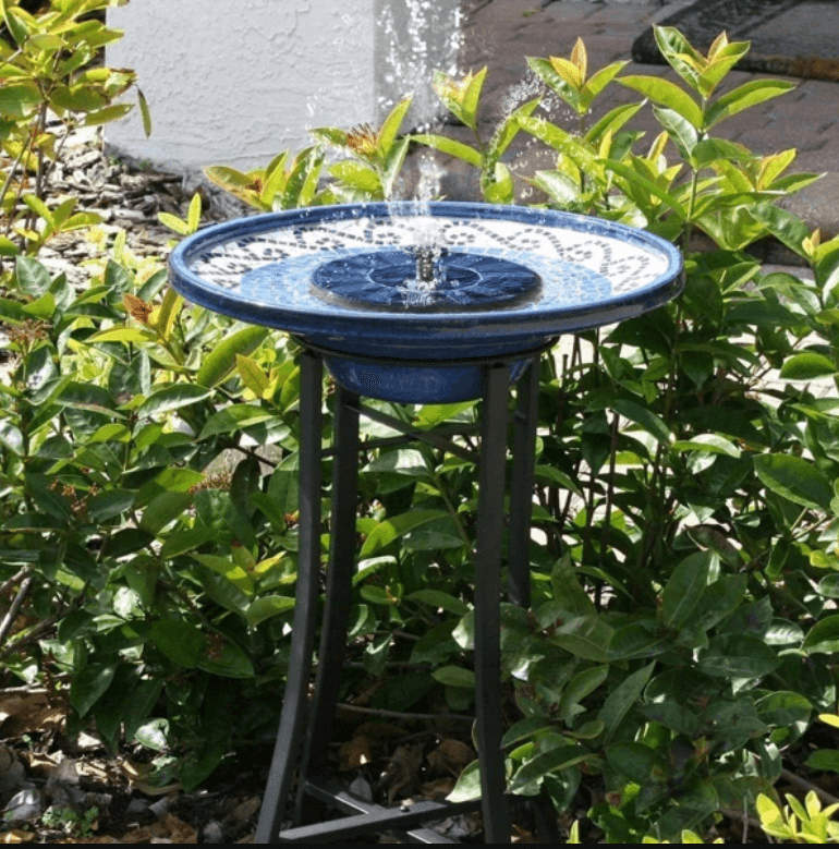 Belro LED solar energy fountain with water flowing and built-in LED lights for garden decoration.