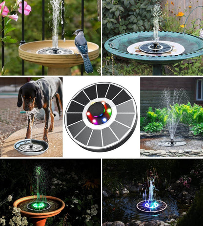 Belro LED solar energy fountain with cascading water and glowing lights, perfect for garden decor and outdoor home enhancement.