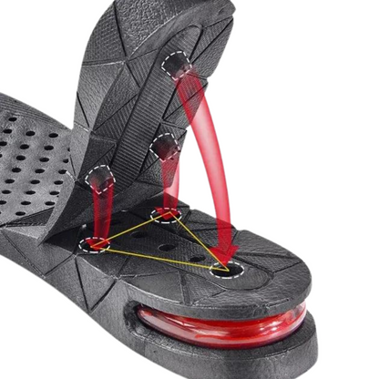Belro height increasing shoe lift booster insoles inside footwear, showing how they add height and support to shoes.