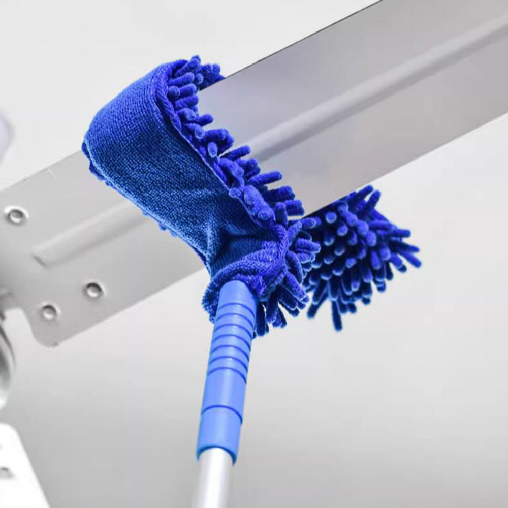 Belro microfiber ceiling fan duster with extendable handle for high-reach cleaning of ceiling fans and hard-to-access areas.