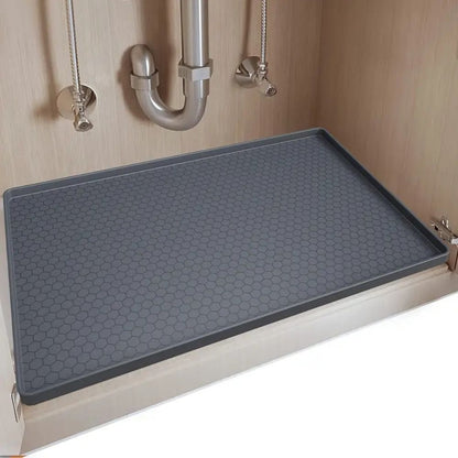 Belro large silicone under kitchen sink mat with protective liner, designed to catch spills and organize under the sink area.