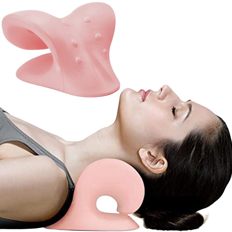 Belro cervical neck stretcher pillow for pain relief, chiropractic traction device with adjustable suspenders, ergonomic support accessory