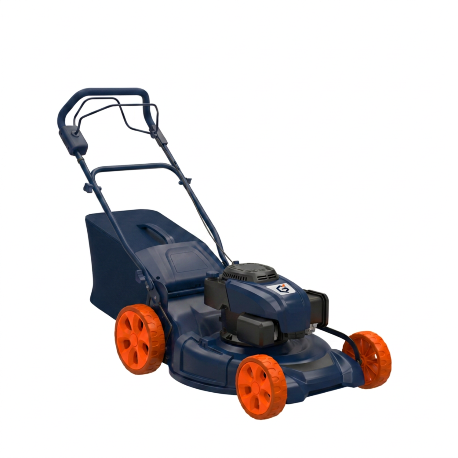 GETDECO TurfMaster 20-inch 185cc 3-in-1 lawn mower with red design, featuring grass collection, mulching, and side discharge options.