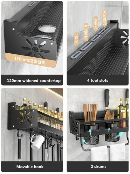 Belro wall-mounted kitchen storage rack organizer with multiple shelves for kitchen and dining organization.