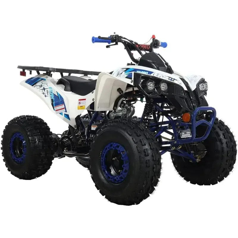 Casavibeo X-Pro 125cc gas-powered ATV with rugged tires and sturdy frame, ideal for off-road outdoor adventures.