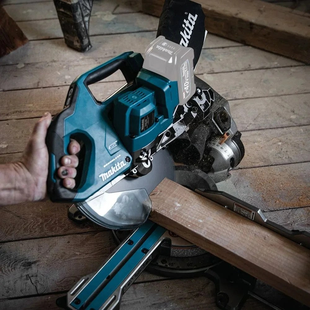 Makita LS1018 10-inch slide compound miter saw with adjustable arm and blade, perfect for precise woodworking projects.