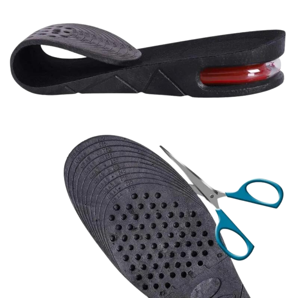Belro height increasing shoe lift booster insoles inside a shoe, showing a comfortable footwear accessory for added height.