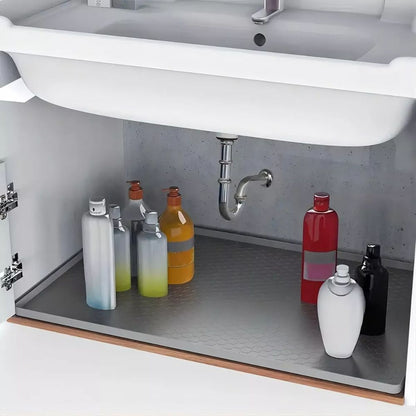 Belro large silicone under kitchen sink mat with protective liner, waterproof and non-slip for kitchen organization.