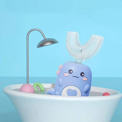Belro 360° U-Shape Sonic Electric Toothbrush for Kids with colorful handle and soft bristles, designed for gentle oral cleaning.