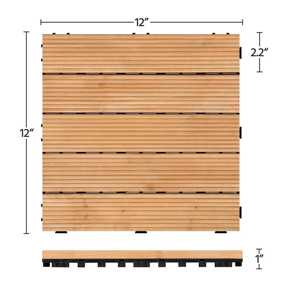 Belro interlocking outdoor patio wood deck tiles arranged in a pattern, ideal for garden or outdoor flooring.