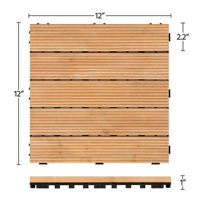 Belro interlocking outdoor patio wood deck tiles arranged in a pattern, ideal for garden or outdoor flooring.