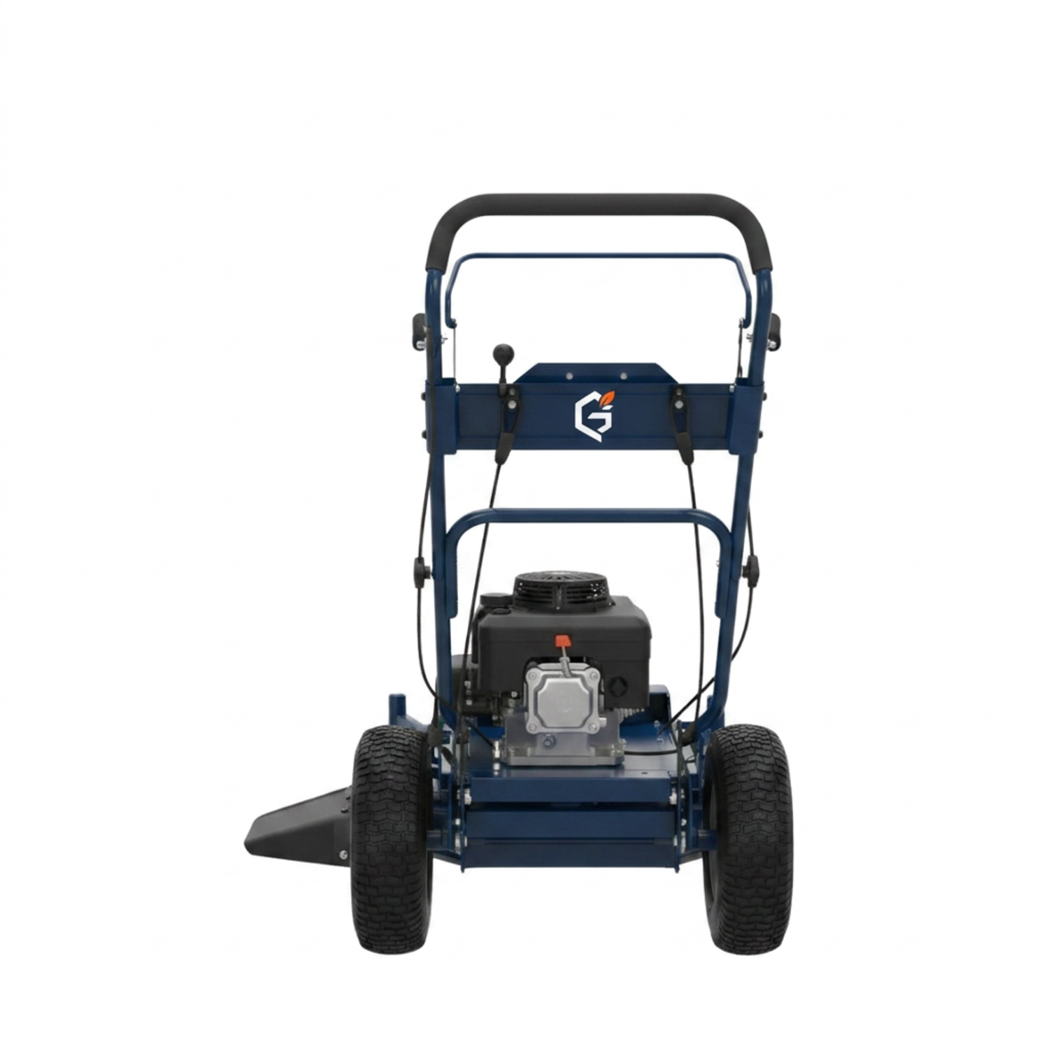 GETDECO TurboEdge 32-inch 330cc gas zero-turn lawn mower with red body and large cutting deck, shown from the back in the image.