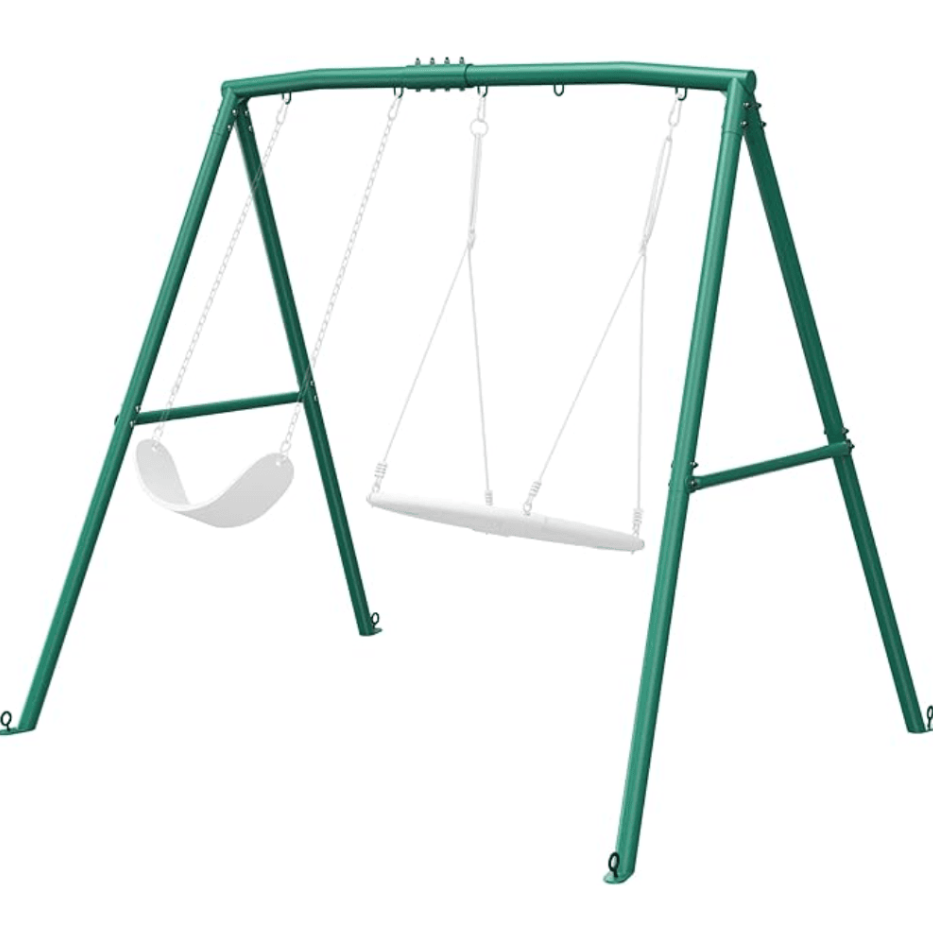 Heavy-duty outdoor porch swing set by Casavibeo with sturdy frame and comfortable seats, perfect for relaxing on the patio.