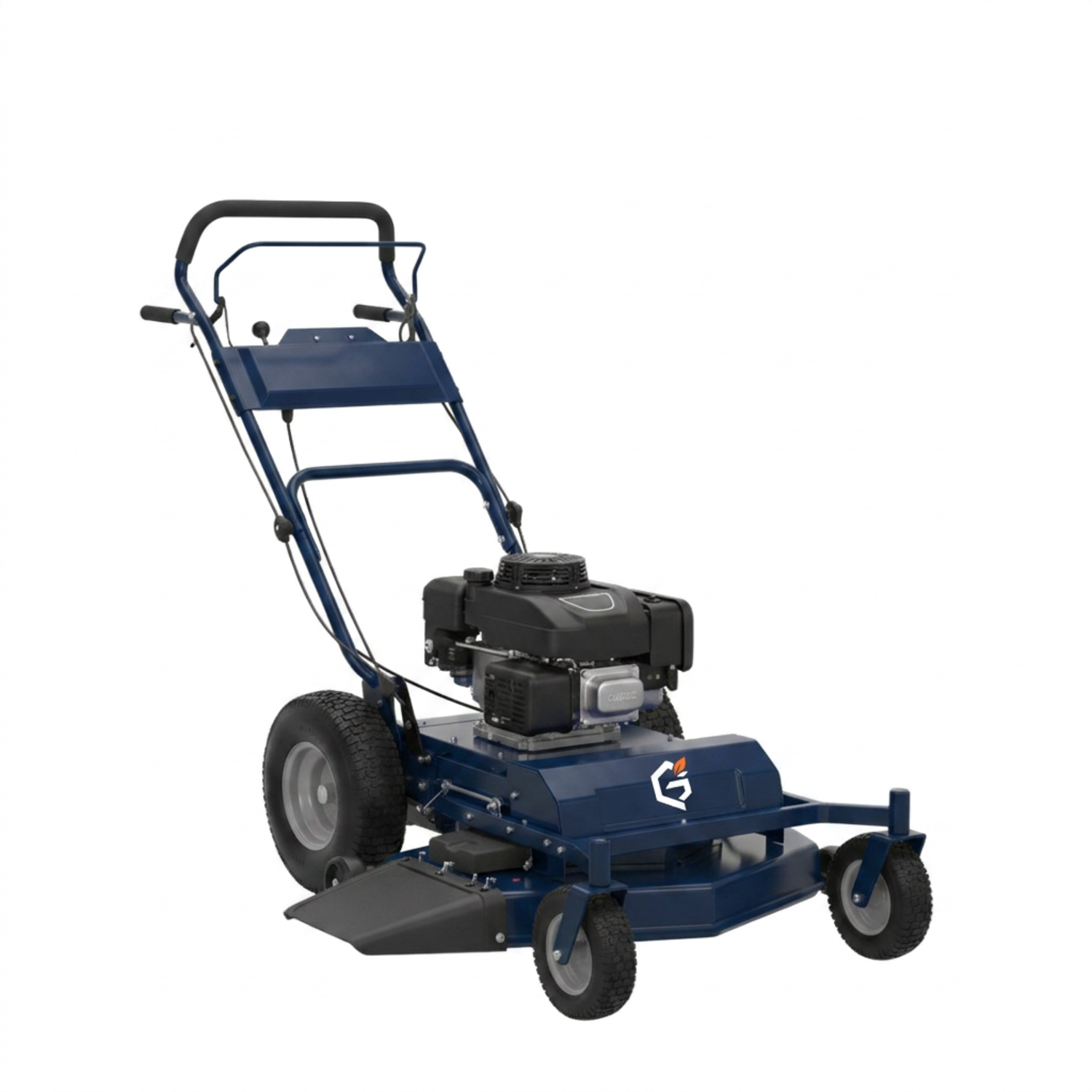 GETDECO TurboEdge 32-inch 330cc gas zero-turn lawn mower with red body and cutting deck, front view showing durable design.