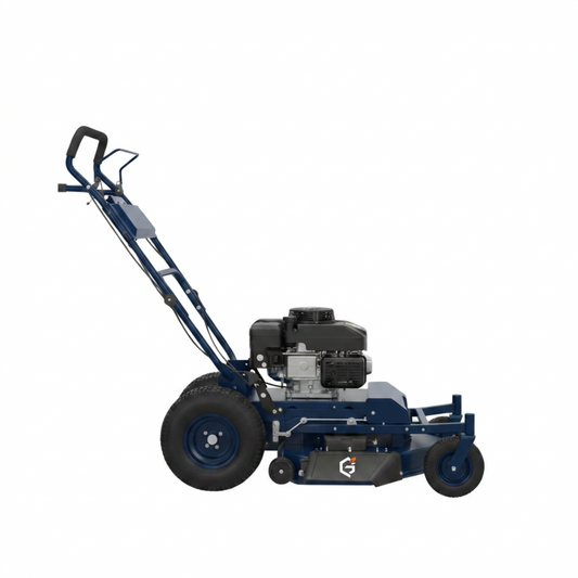 Red and black GETDECO TurboEdge 32-inch 330cc gas zero-turn lawn mower with large cutting deck and ergonomic handles.