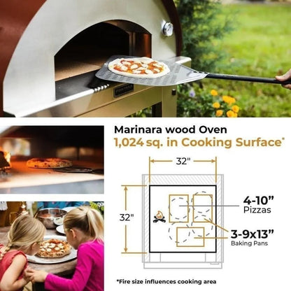 Casavibeo Fontana Forni Marinara wood-fired pizza oven in anthracite with stone interior for authentic outdoor cooking.