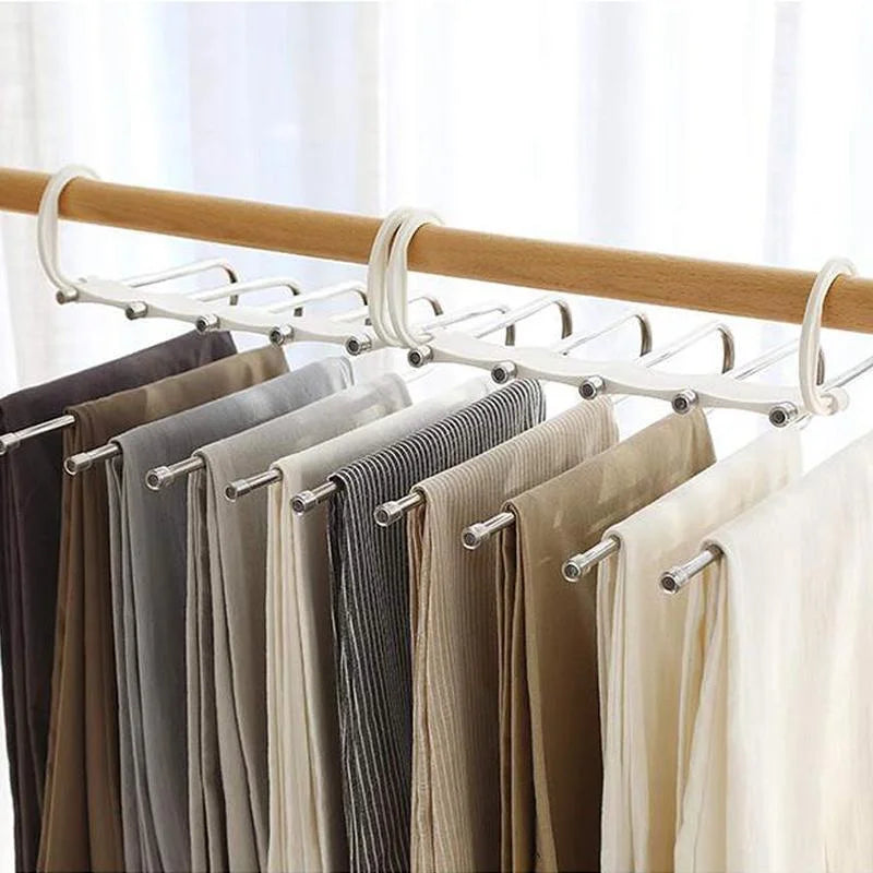 Belro multi-functional magic clothes hanger with multiple hooks for organizing shirts, pants, and accessories in home storage.