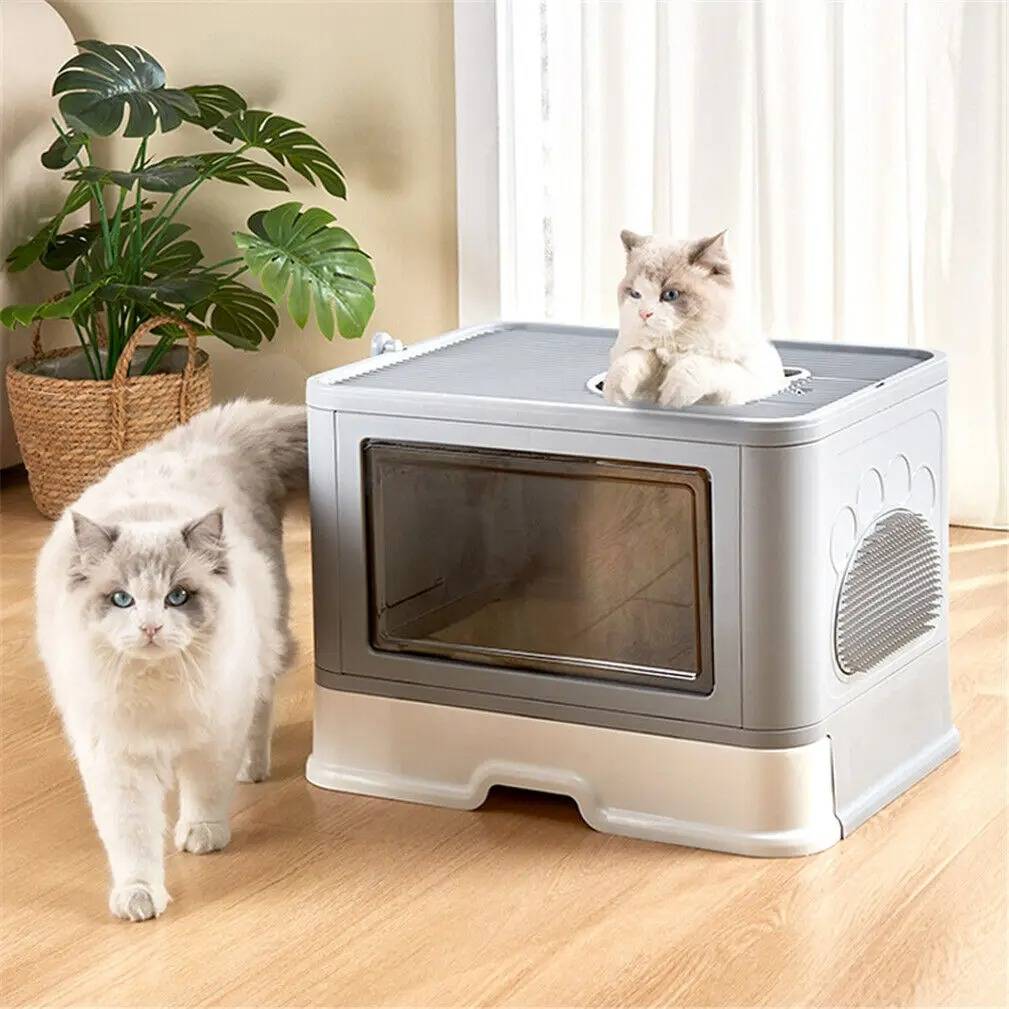 Belro cat litter box for pets, featuring a spacious design with high sides for easy cleaning and odor control.
