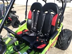 Blue Trailmaster Mini XRX+ 2-seater go-kart from Casavibeo, featuring a compact design and 163cc engine in a vibrant color.