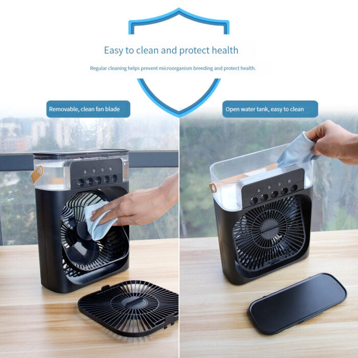 Belro mini water-cooled fan with five holes, compact humidification and refrigeration for outdoor home use, silent air cooler, small fan