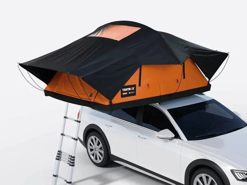 Casavibeo TentBox Lite XL roof top tent set up on a vehicle, showcasing its spacious design and easy installation for outdoor camping.