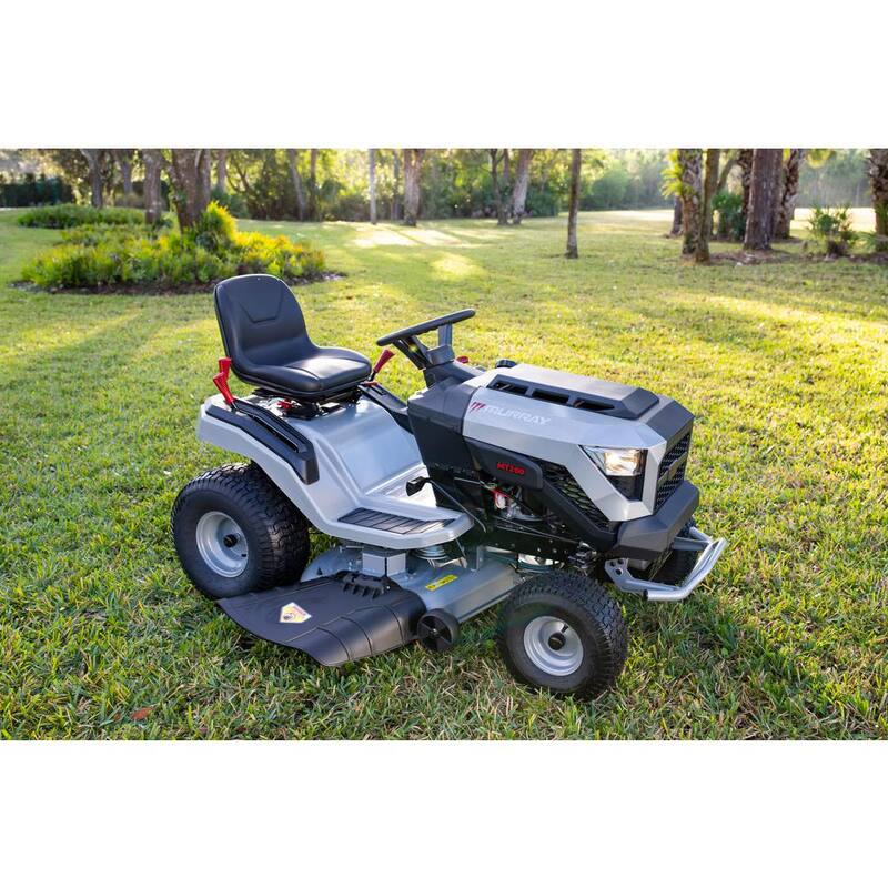 Murray MT200 42-inch riding lawn tractor with 19 HP Briggs & Stratton engine and automatic transmission, black and green exterior