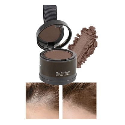 Belro Hair Root Concealer Powder applied to hair roots, blending seamlessly for natural-looking hair color coverage.