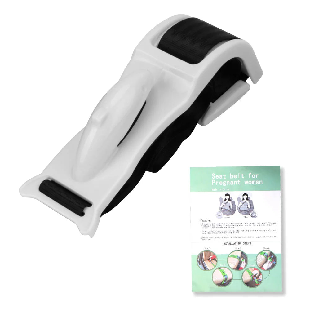 Belro pregnancy seat belt extender adjuster showing its adjustable strap and secure fastening for comfortable, safe use during pregnancy.