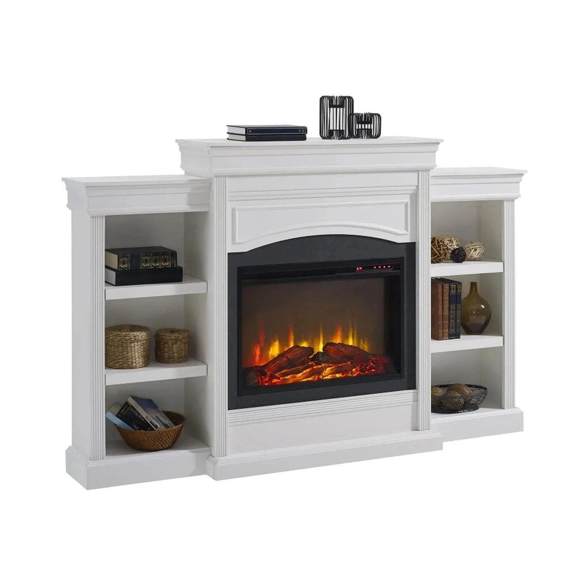 Casavibeo Ameriwood Home Lamont Mantel Fireplace with wooden mantel, electric fire insert, and modern design for living room decor