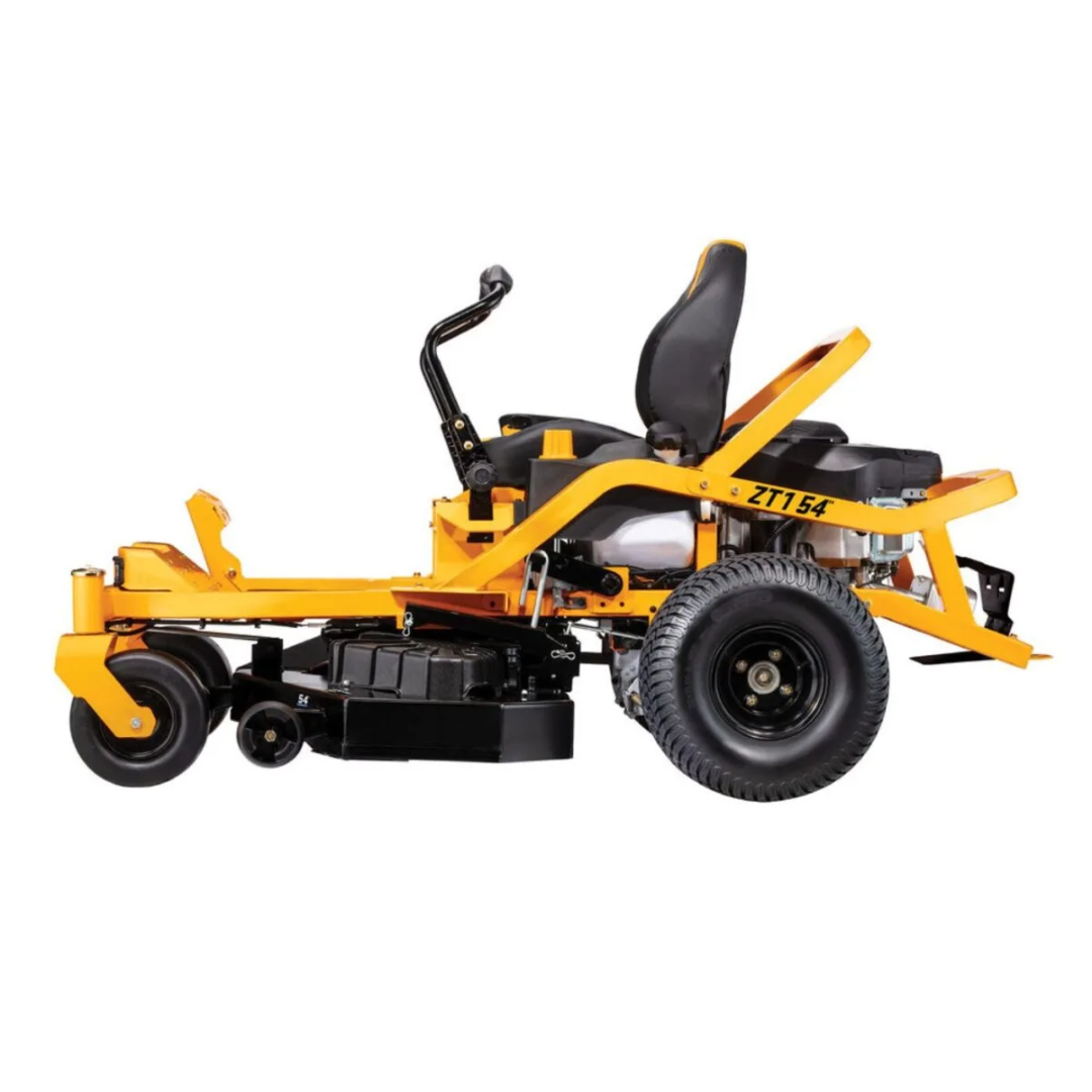 Casavibeo Cub Cadet Ultima ZT1 54 zero-turn lawn mower with cutting deck and steering controls, outdoor equipment for lawn care.