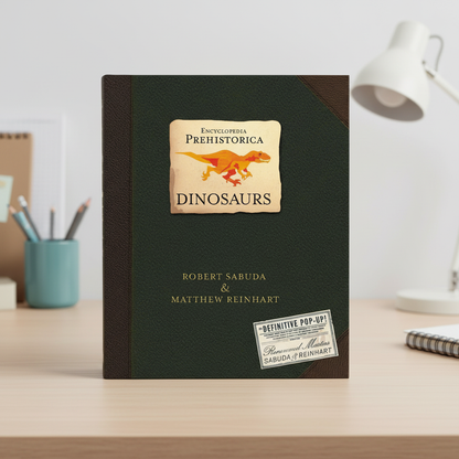 Colorful 3D pop-up dinosaur book by BowLift featuring interactive prehistoric scenes for kids and adults.