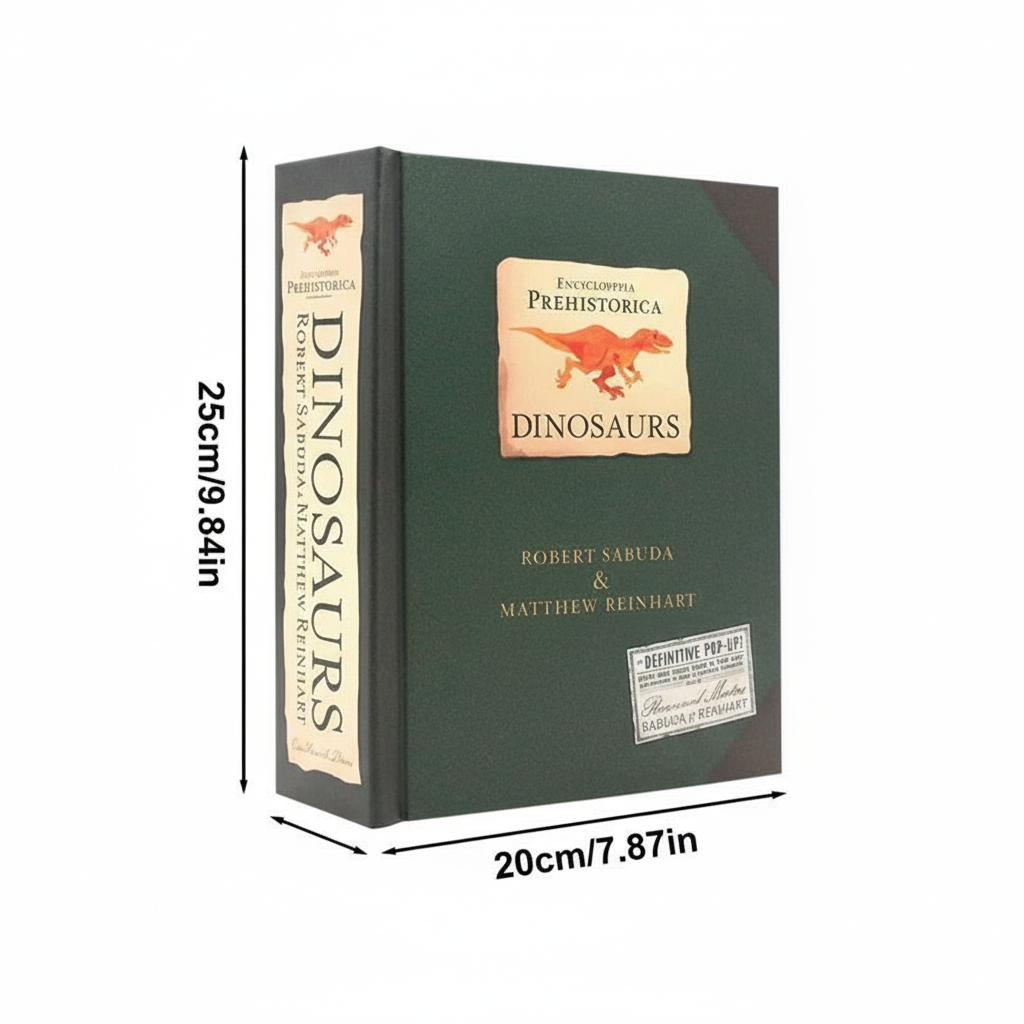 Colorful 3D pop-up dinosaur book by BowLift featuring detailed prehistoric scenes for kids and adults.