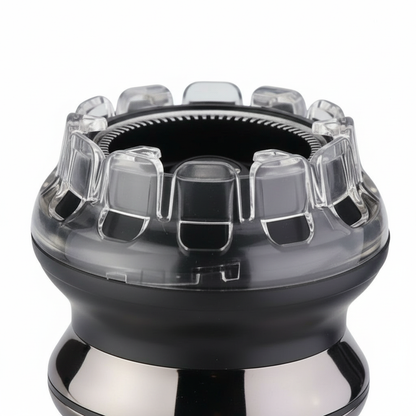Close-up of BowLift cordless hair clipper with T-blade for precision grooming, rechargeable design, and ergonomic handle.