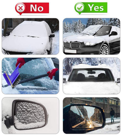 Belro magnetic car windshield cover installed on a vehicle, designed for easy use and protection from snow and ice.