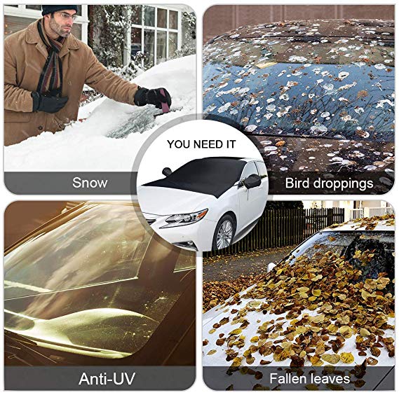 Belro magnetic car windshield cover installed on a vehicle windshield, designed for easy use and protection against weather elements.