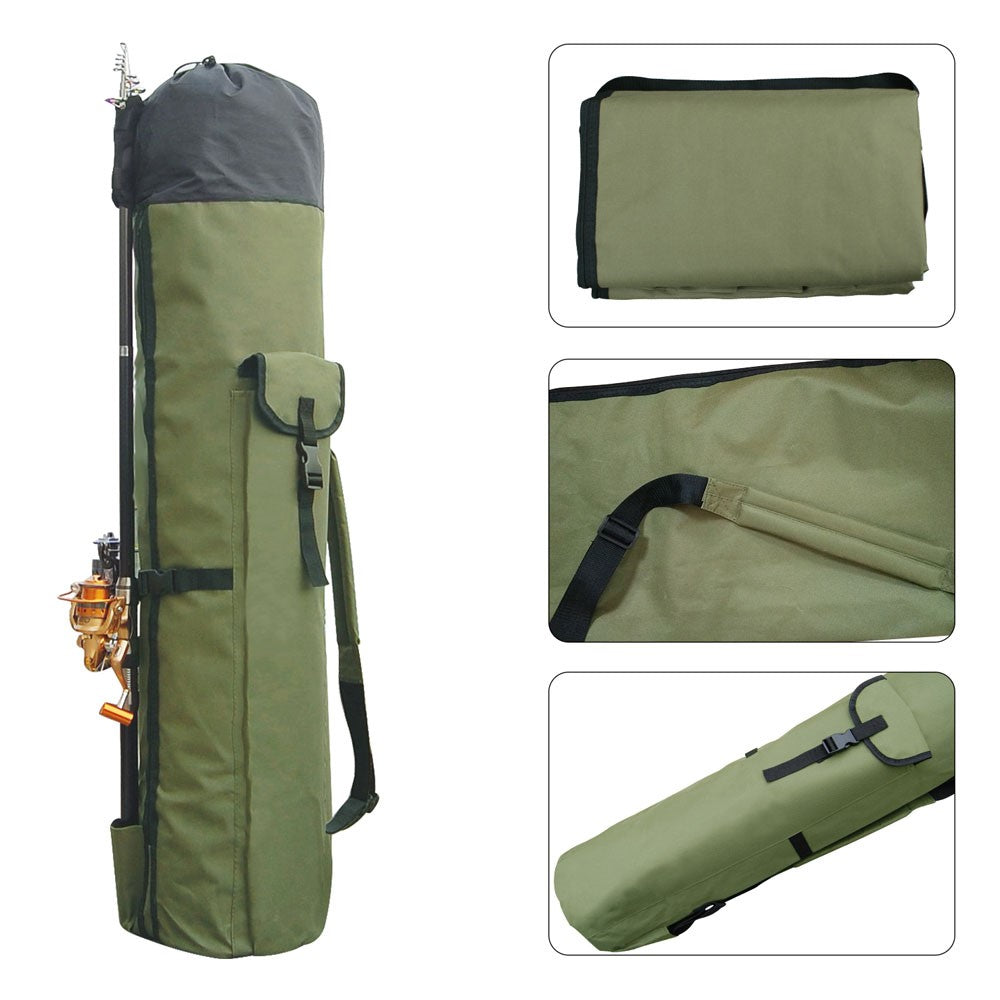 Belro portable fishing rod and tackle bag with multiple compartments, designed for anglers to organize gear efficiently.
