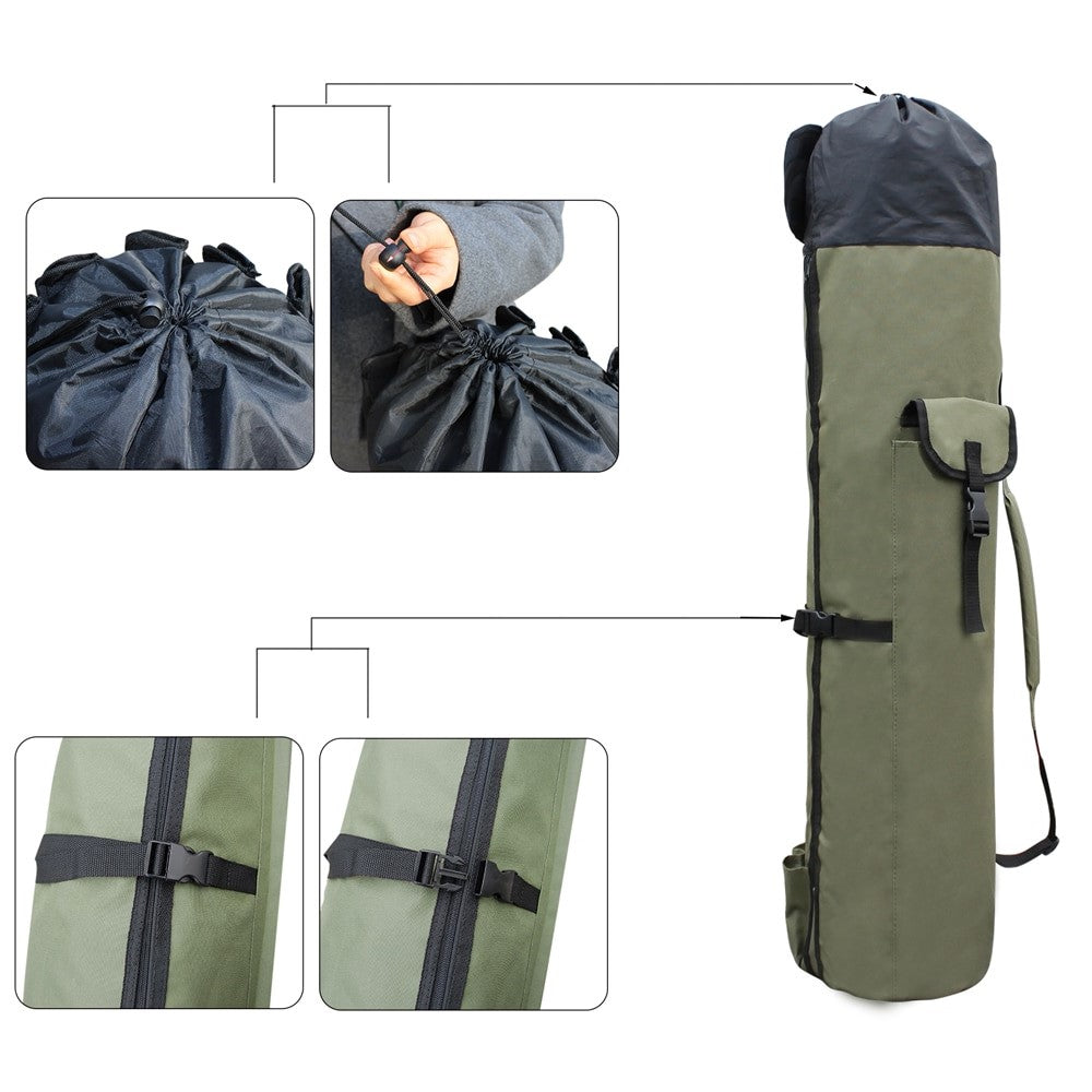 Belro portable fishing rod and tackle bag with multiple compartments, durable fabric, and adjustable straps for outdoor fishing trips.