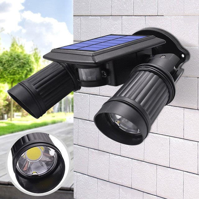Belro Super Bright Outdoor Solar LED Lights with motion sensor, installed in a garden for outdoor illumination.