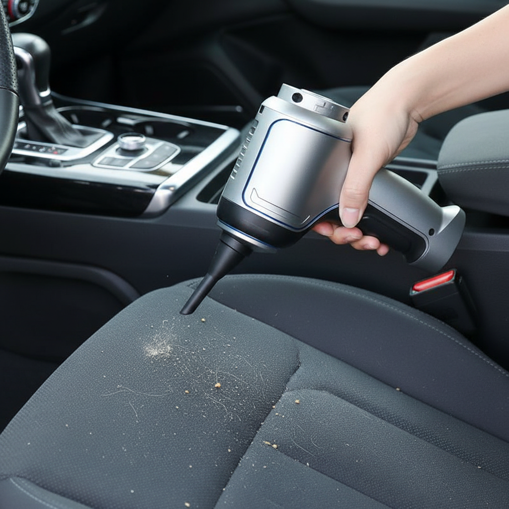 BowLift cordless car vacuum cleaner with rechargeable battery, compact design, and powerful suction for deep cleaning of vehicle interiors.