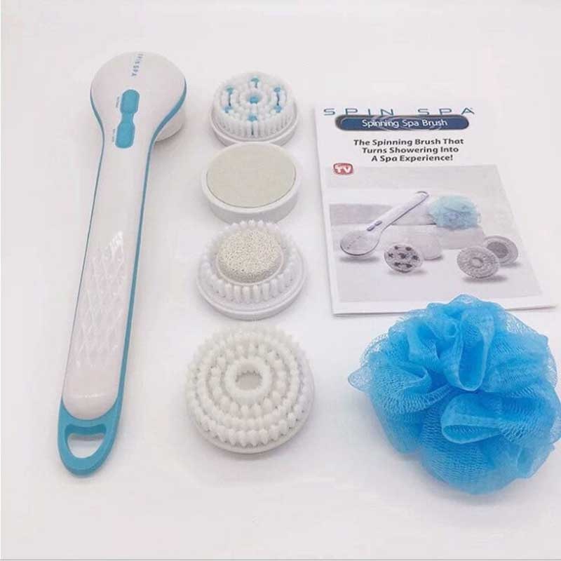 Belro 5-attachment exfoliating body brush with textured brush heads for deep cleansing and skin renewal.