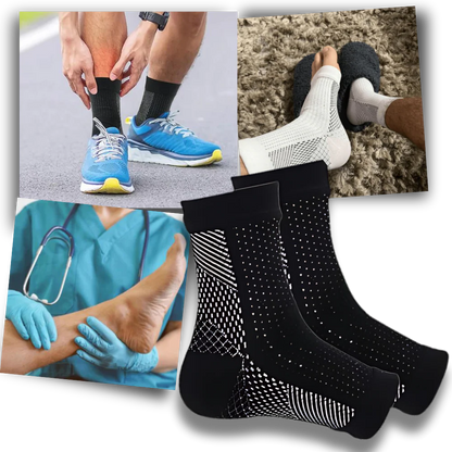 Belro compression support socks with open-toe design and non-slip fit, designed for comfortable, secure wear and improved circulation.