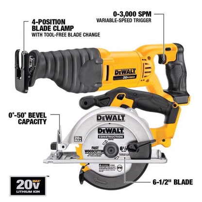 Casavibeo 20-Volt MAX lithium-ion cordless 7-tool combo kit with two batteries and charger, featuring various power tools.