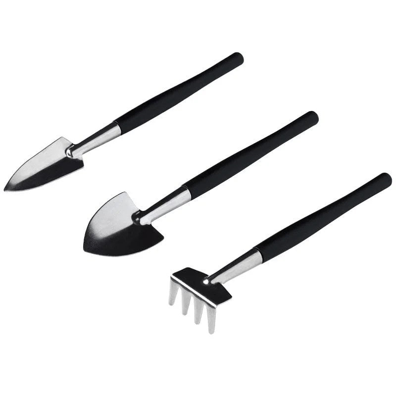 Casavibeo mini garden tools set with 16 pieces for succulents and bonsai, including small shovels, trowels, and pruning tools.
