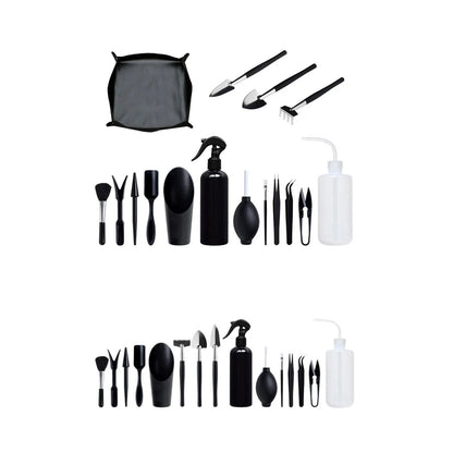 Casavibeo 16-piece mini garden tools set for succulents and bonsai, includes small pruning shears, trowel, and planting tools.