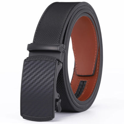 Black men's leather belt with automatic buckle from Belro, showing the sleek design and sturdy strap for stylish accessories.