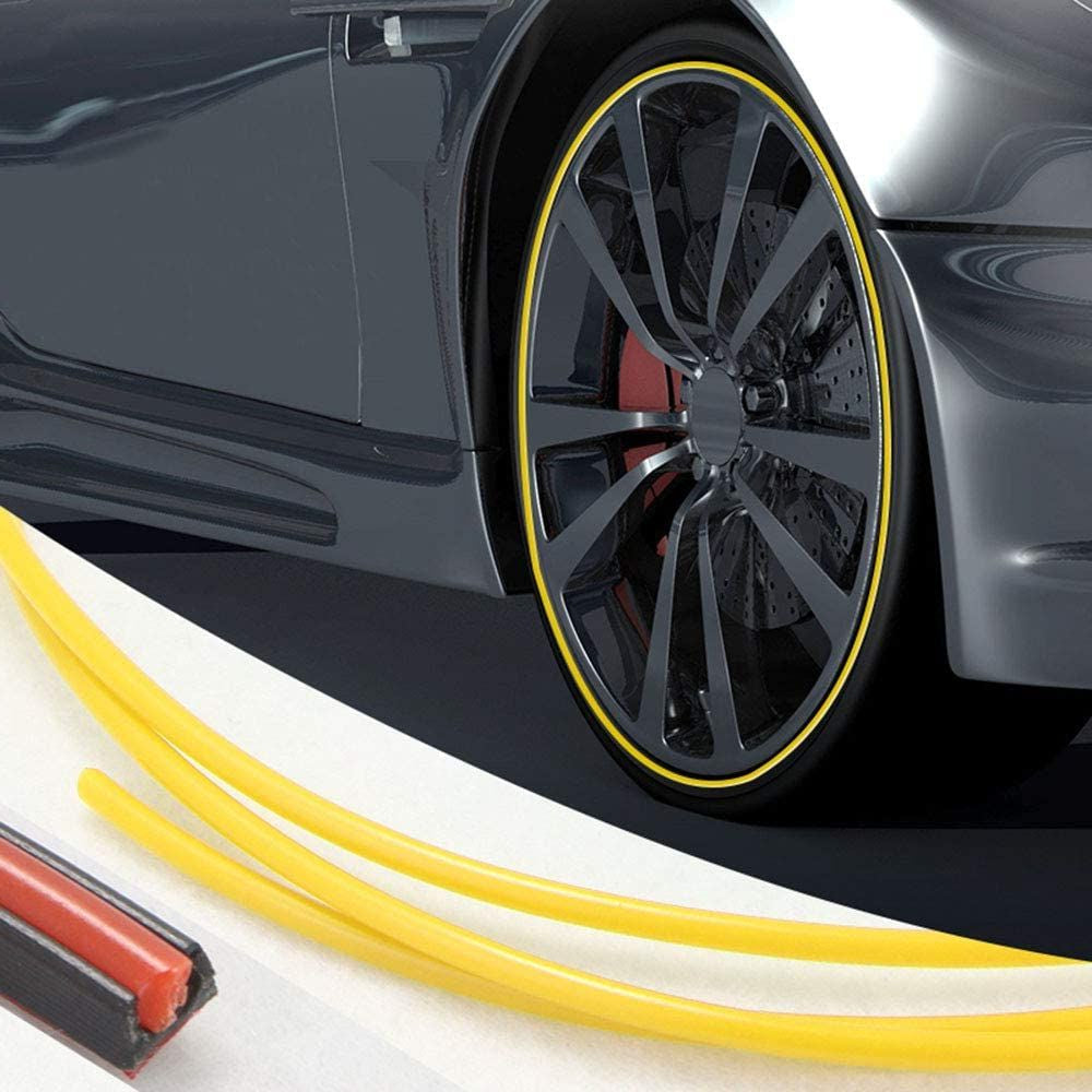 Belro Pro Wheel Rim Protector for outdoor use, showing a close-up of the durable rubber strip fitting around a vehicle wheel rim.