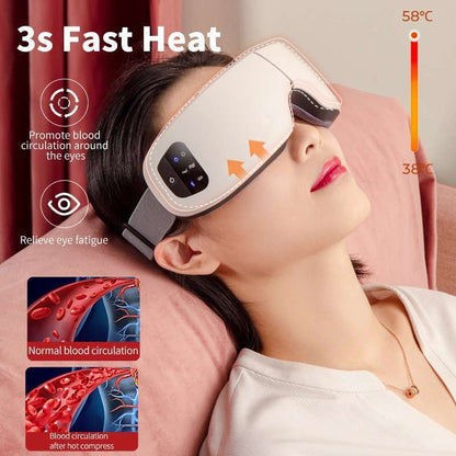 Belro Smart Eye Massager displaying sleek design and adjustable straps for targeted eye relaxation and soothing massage.