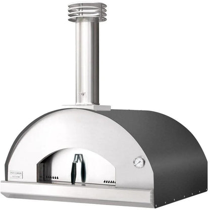 Casavibeo Fontana Forni Marinara wood-fired pizza oven in anthracite, showcasing its compact design and stone baking surface.