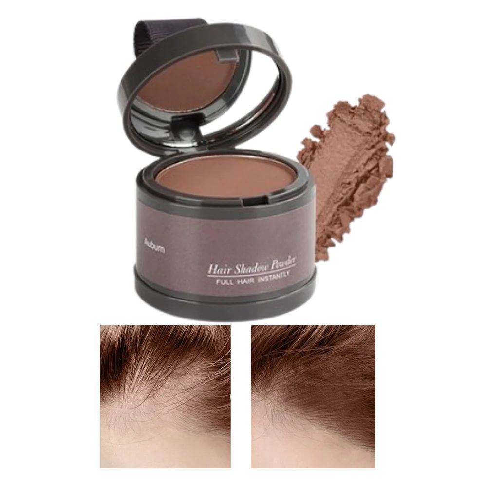 Belro Hair Root Concealer Powder showing a close-up of the fine, colored powder in a compact for quick hair root touch-ups.
